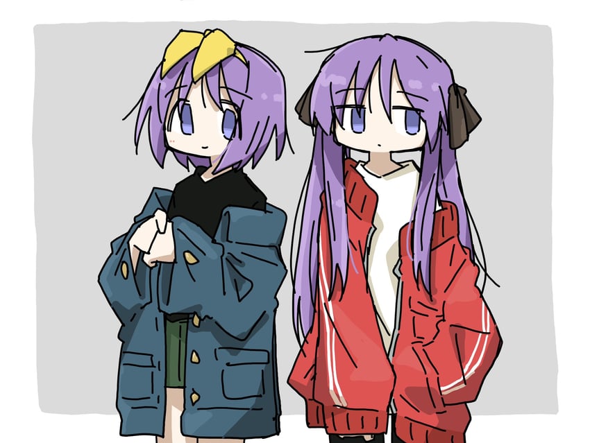 hiiragi kagami and hiiragi tsukasa (lucky star) drawn by tokiwa_(914)