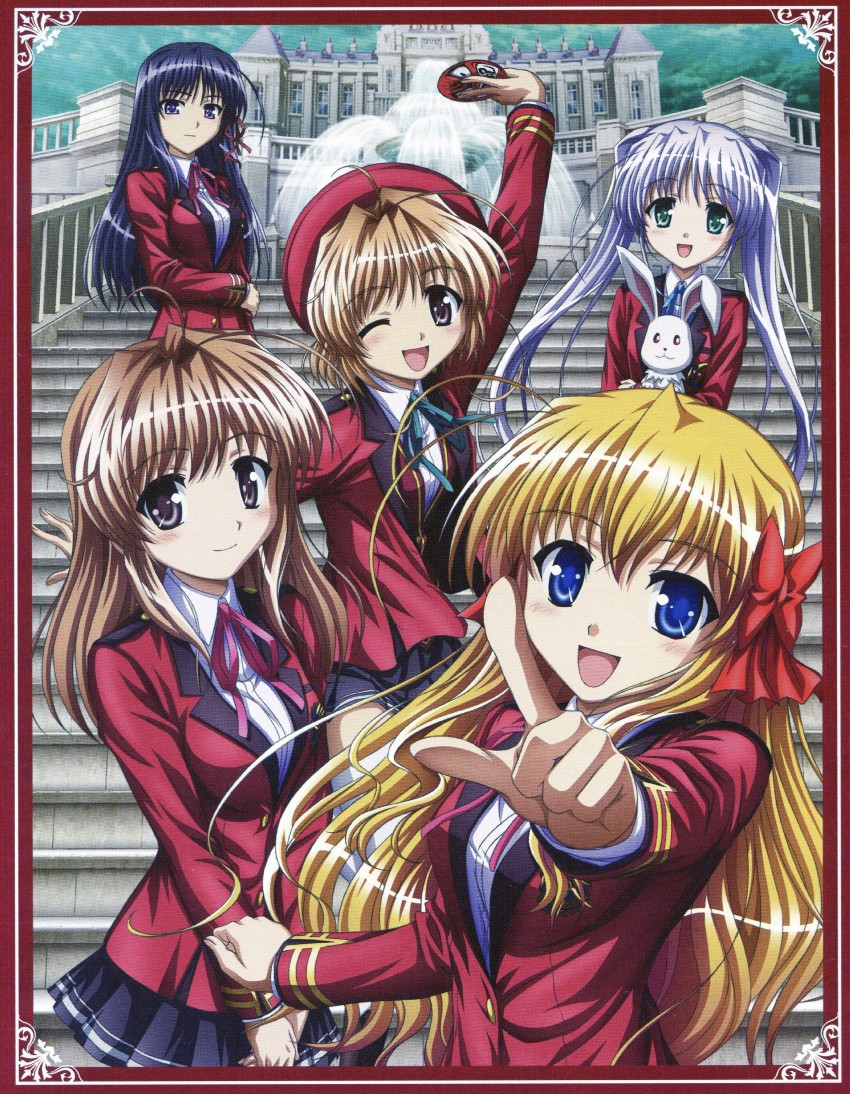 sendou erika, tougi shiro, yuuki haruna, kuze kiriha, and yuuki kanade (fortune arterial)