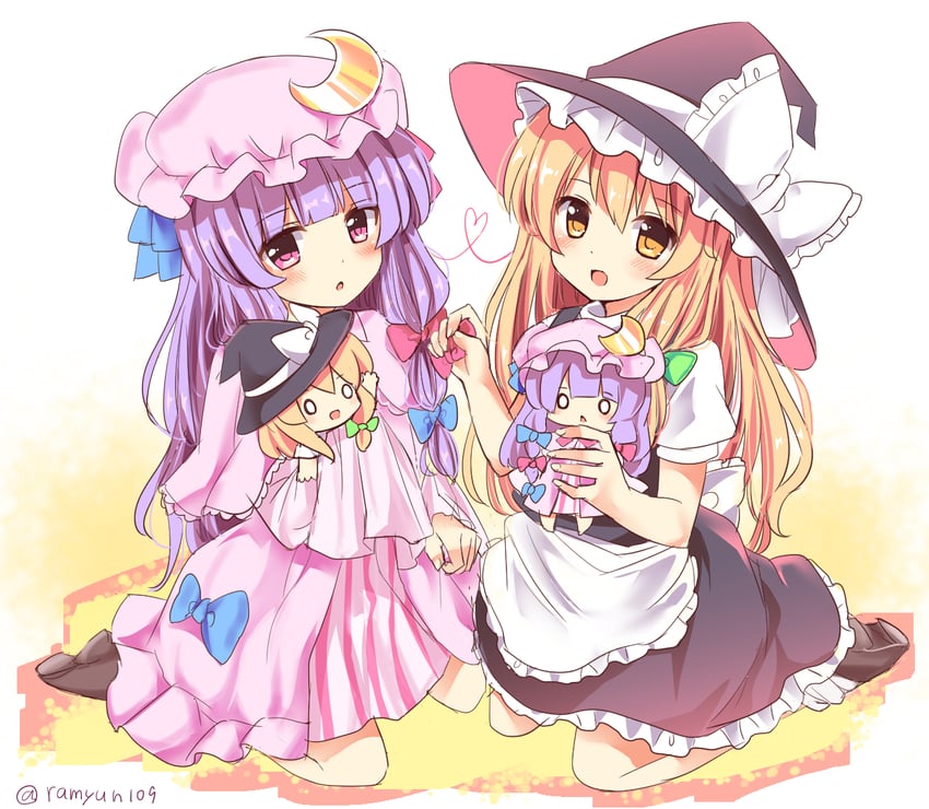kirisame marisa and patchouli knowledge (touhou) drawn by ramudia_(lamyun)