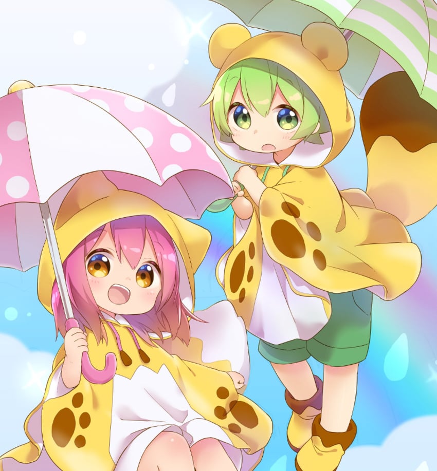 yuzuwa-chan and botan-kun (original) drawn by nipeira