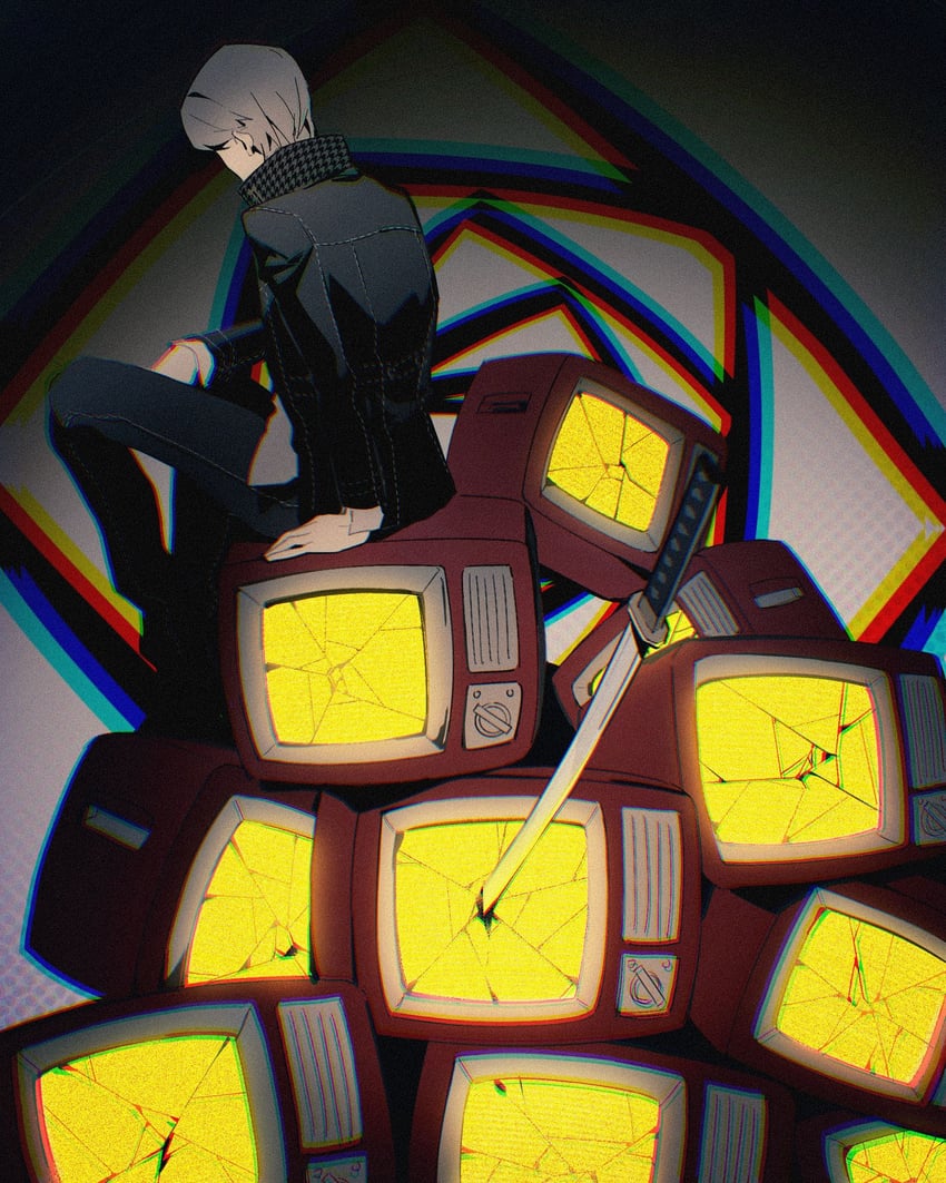 narukami yu (persona and 1 more) drawn by lluyss