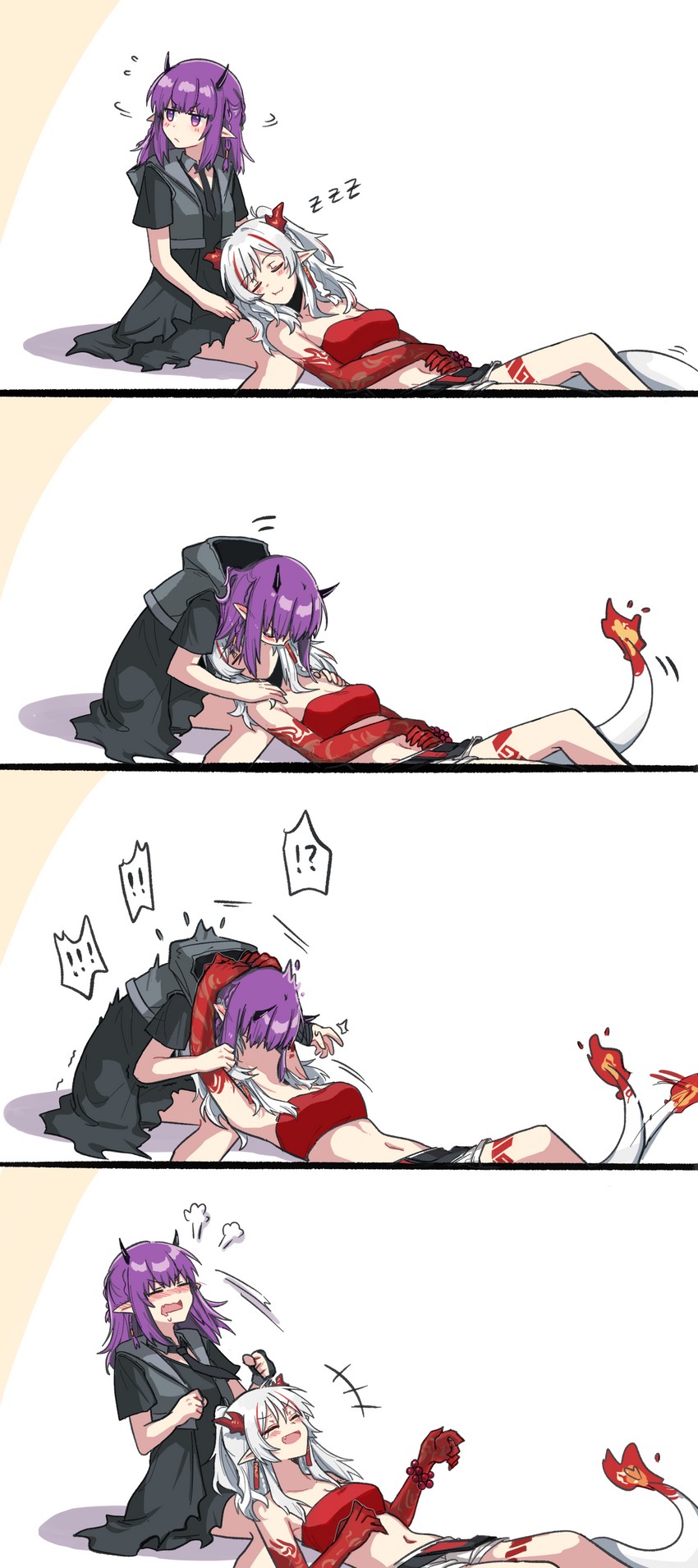 nian, lava, and lava the purgatory (arknights) drawn by mabing