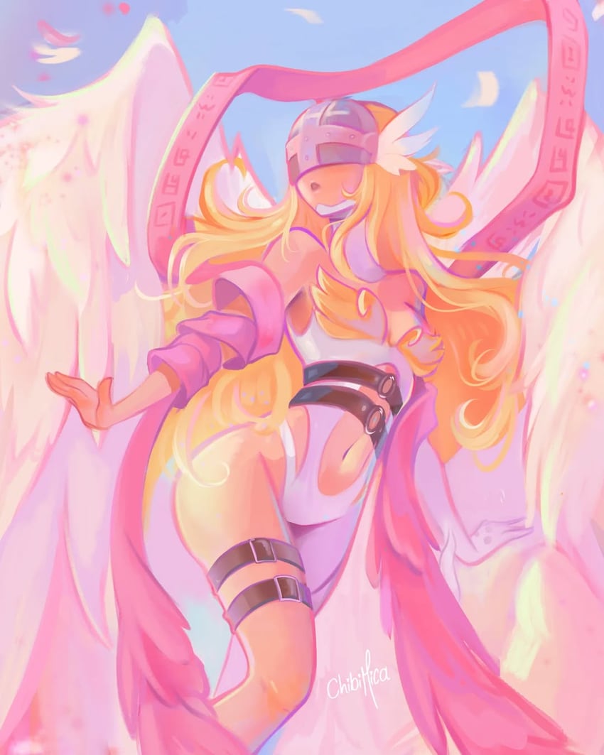 angewomon (digimon and 1 more) drawn by chibimica