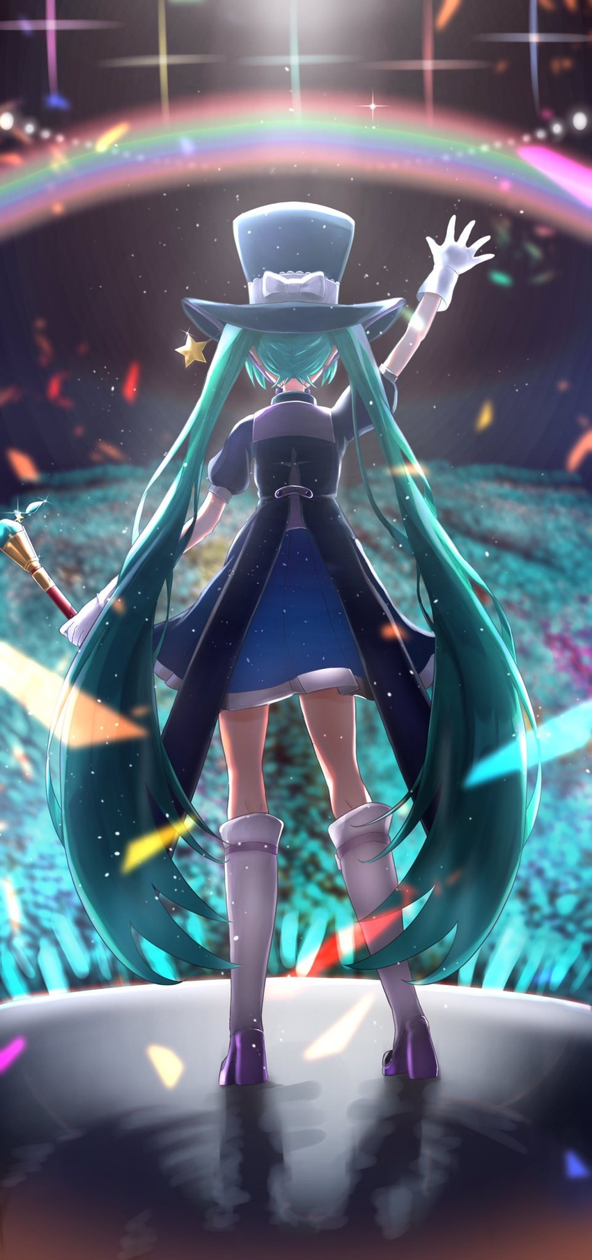 hatsune miku and magical mirai miku (vocaloid and 1 more) drawn by itogari