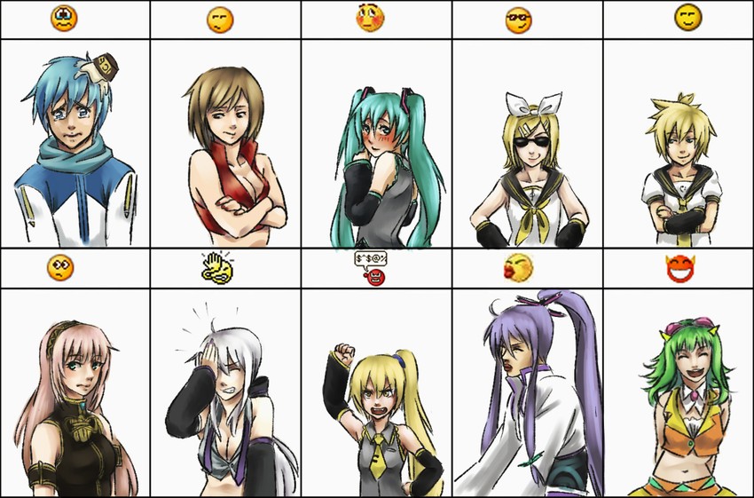 hatsune miku, kagamine rin, kagamine len, megurine luka, kaito, and 5 more (vocaloid) drawn by ingissac