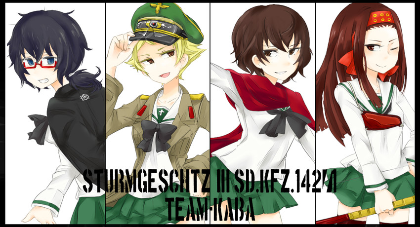 erwin, caesar, oryou, and saemonza (girls und panzer and 1 more) drawn by matsumoto_raria