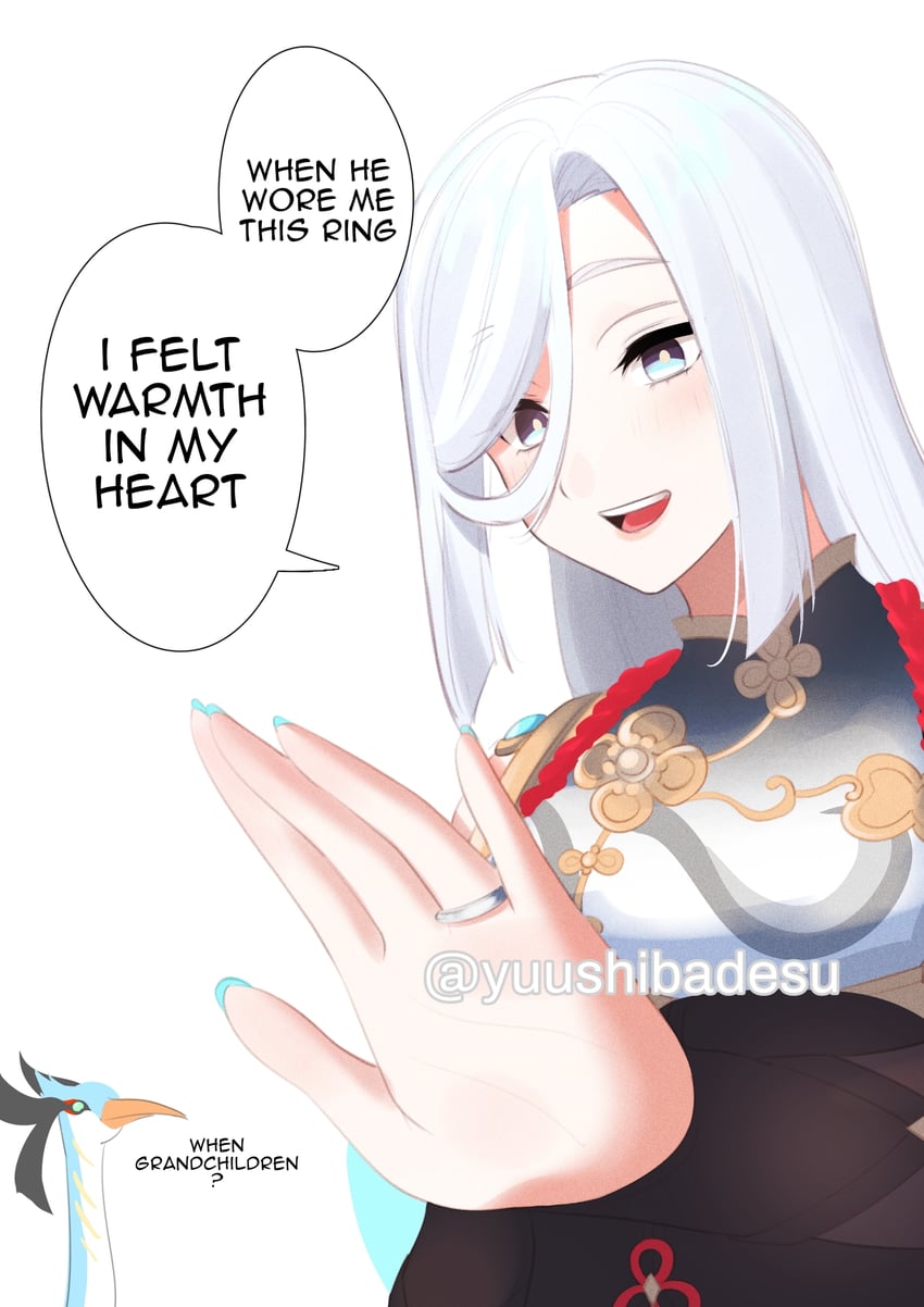 shenhe, xianyun, and cloud retainer (genshin impact) drawn by yuushiba
