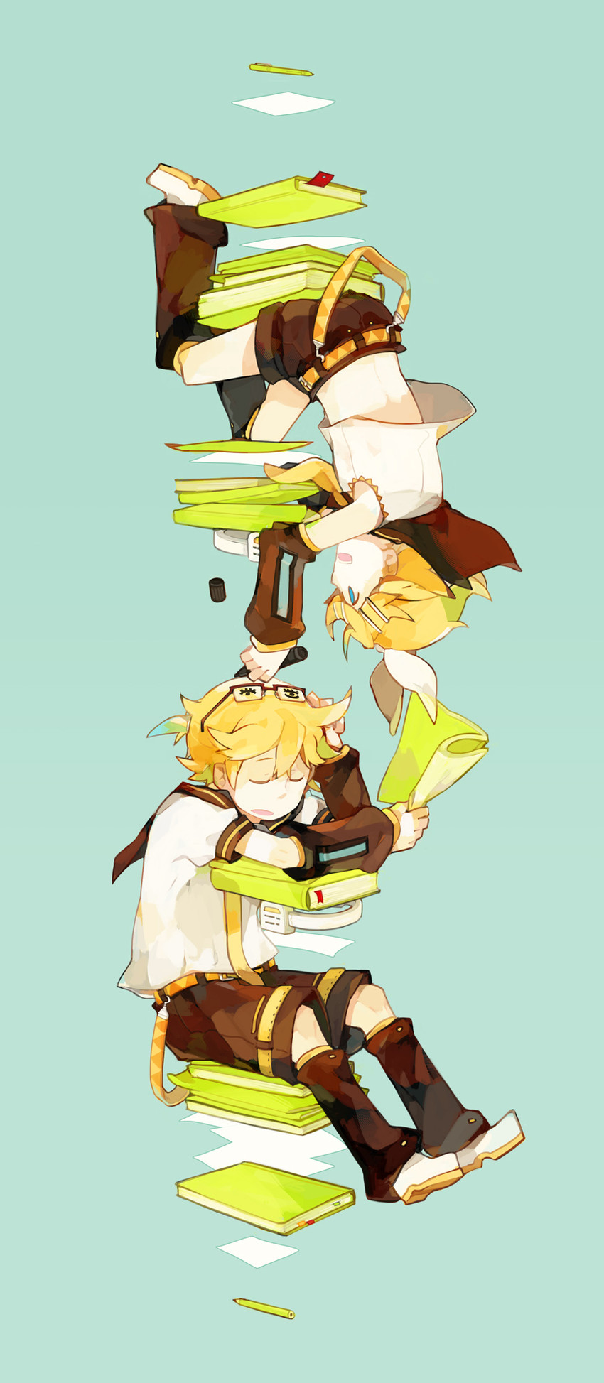 kagamine rin and kagamine len (vocaloid) drawn by glider_(guraida)