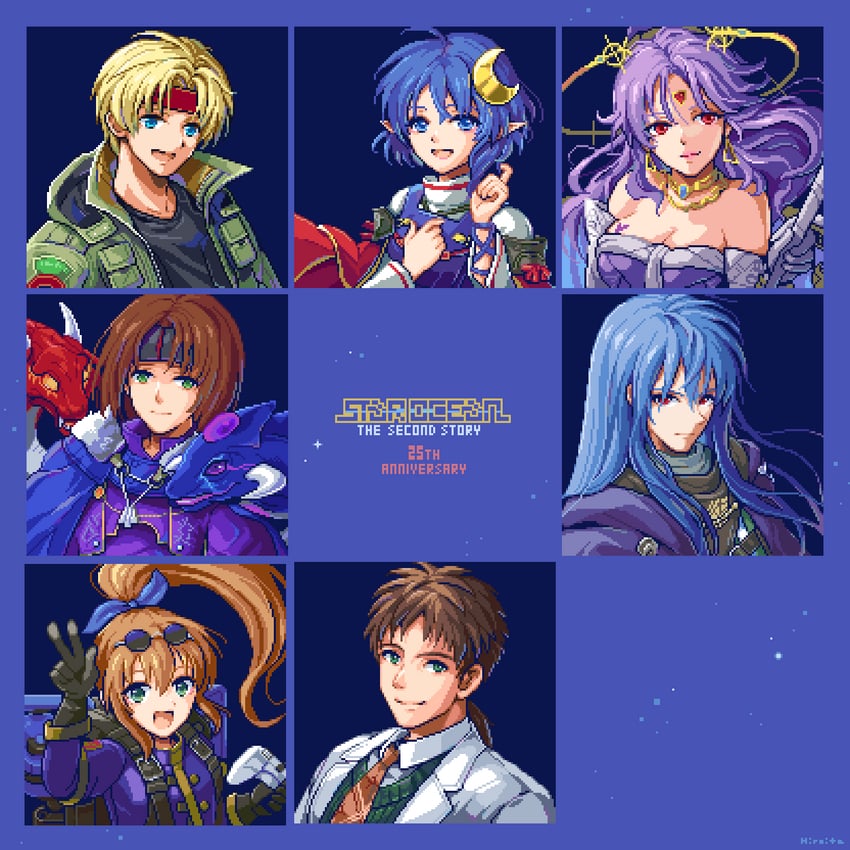 rena lanford, precis neumann, claude c. kenny, ashton anchors, celine jules, and 2 more (star ocean and 1 more) drawn by hiroita