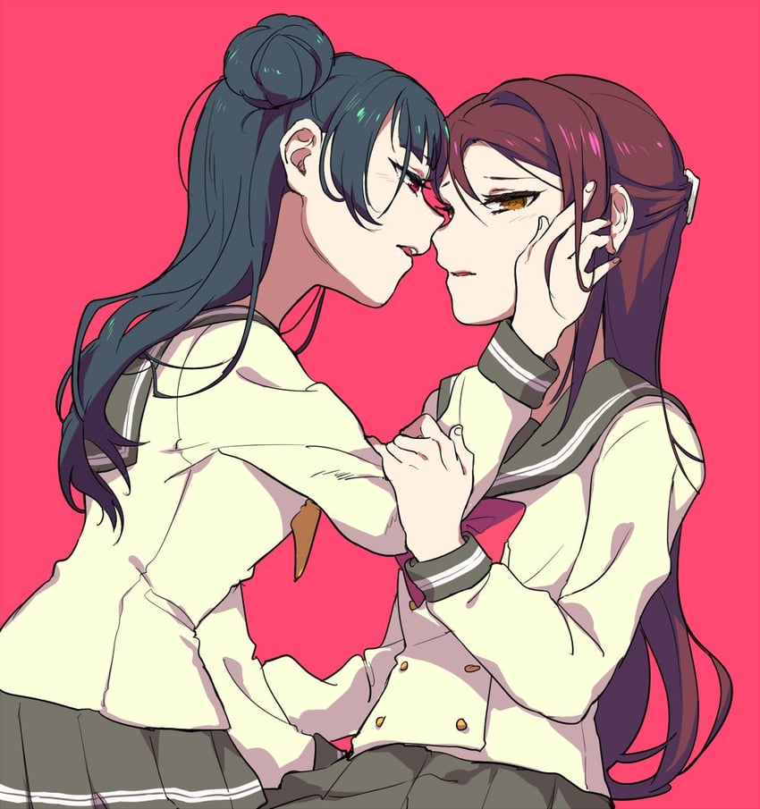 tsushima yoshiko and sakurauchi riko (love live! and 1 more) drawn by shiontaso