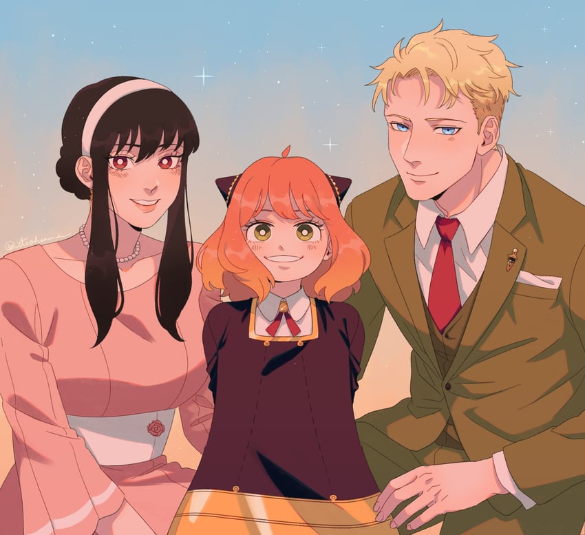 yor briar, anya, and twilight (spy x family) drawn by steohsama