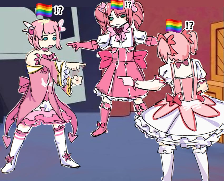 kaname madoka, chiyoda momo, hanabishi haruka, and magia magenta (mahou shoujo madoka magica and 2 more) drawn by lisa159878