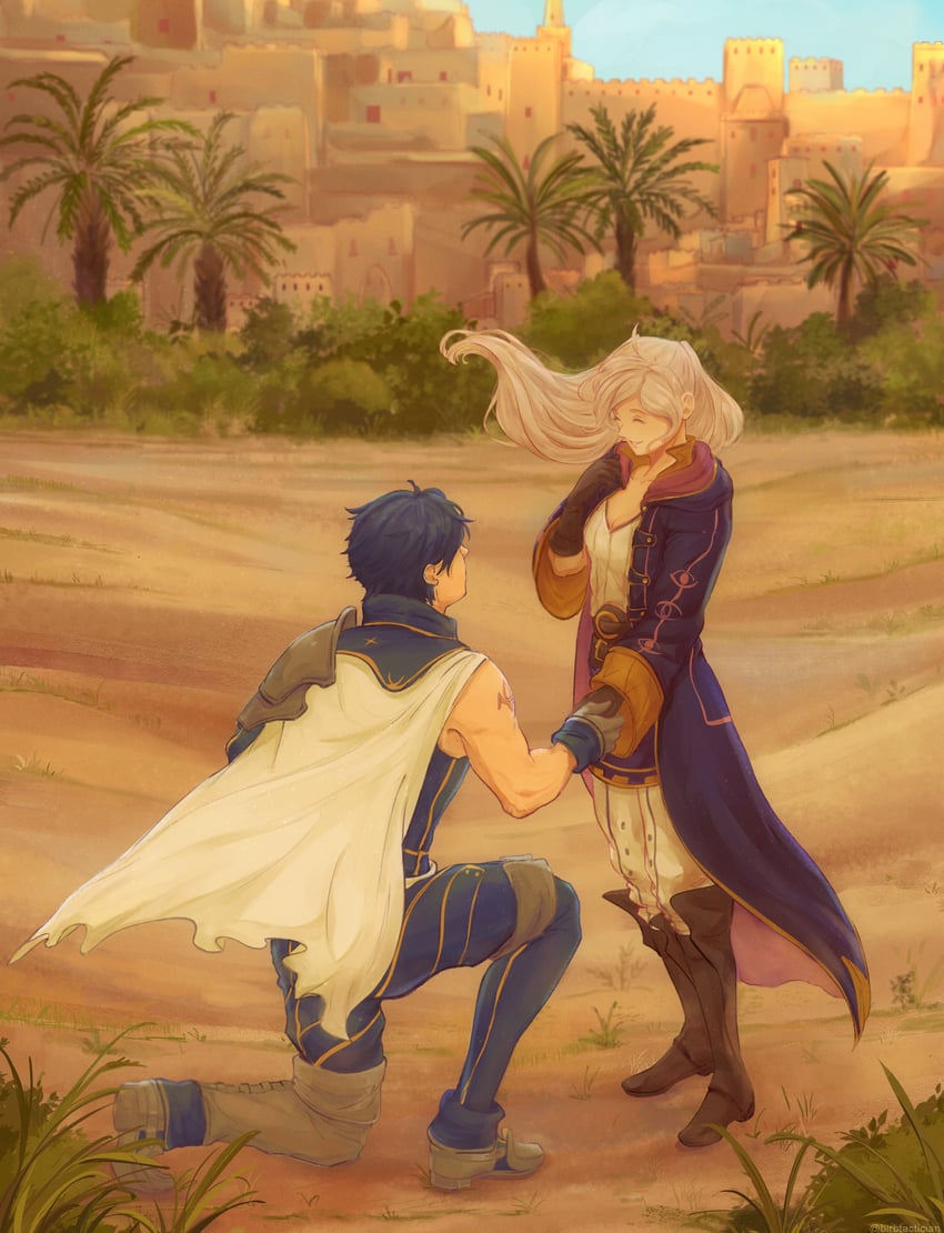 female robin and chrom (fire emblem and 1 more) drawn by robean_(birbtactician)