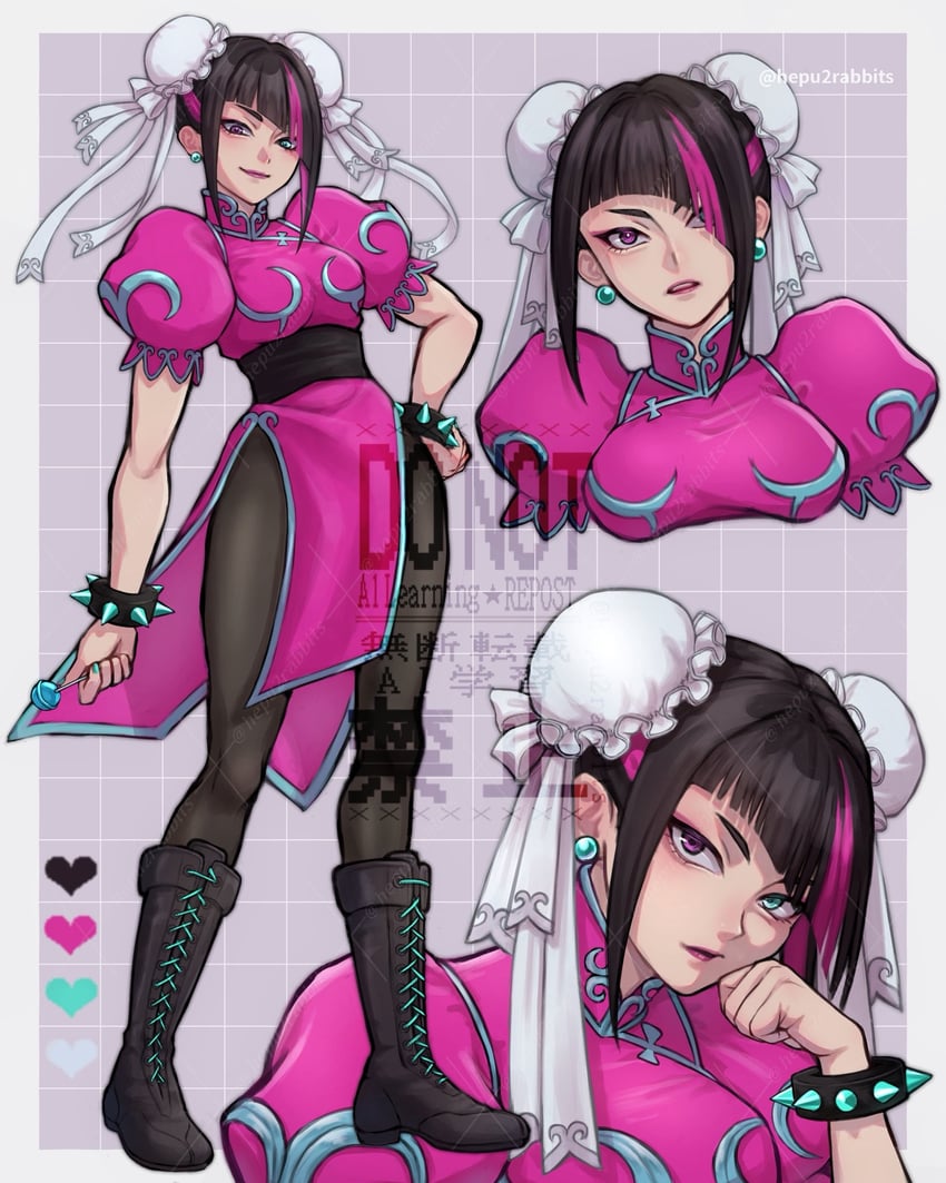 chun-li and han juri (street fighter and 1 more) drawn by hepu2rabbits_(epuusa)