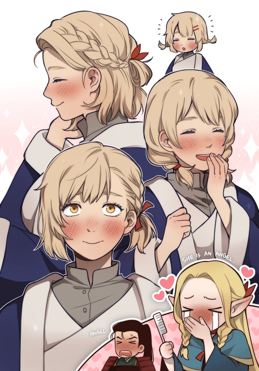 marcille donato, falin touden, and shurou (dungeon meshi) drawn by dcon_34