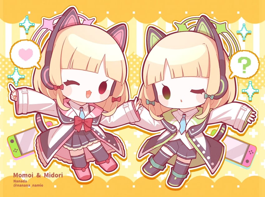 momoi and midori (blue archive) drawn by nada_namie