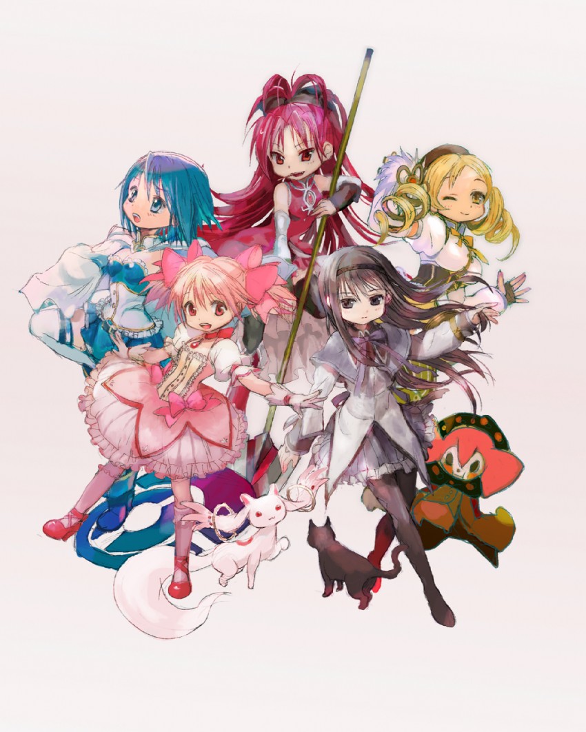 akemi homura, kaname madoka, miki sayaka, sakura kyoko, tomoe mami, and 3 more (mahou shoujo madoka magica) drawn by tomatika