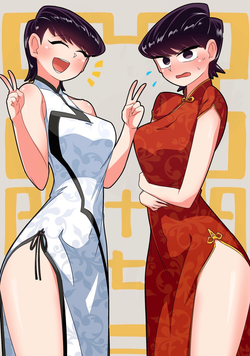komi shouko and komi shuuko (komi-san wa komyushou desu) drawn by lecca_aisu