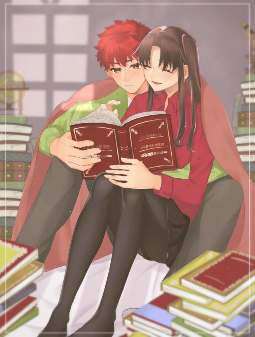 tohsaka rin and emiya shirou (fate and 1 more) drawn by toutou_(fufu0o)