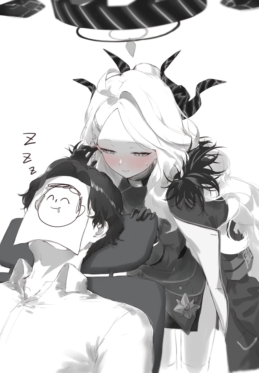 sensei, doodle sensei, and hina (blue archive) drawn by eshineko