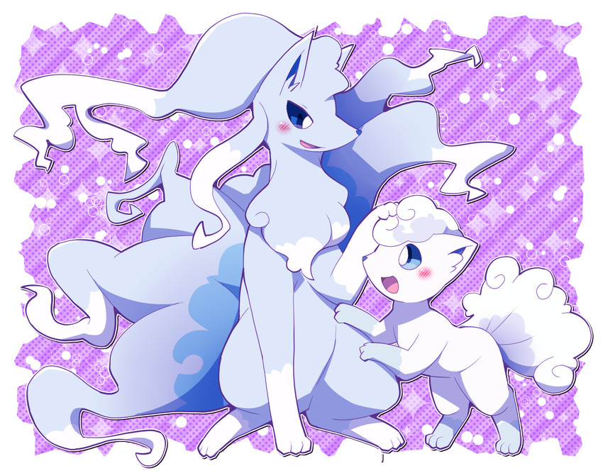 alolan vulpix and alolan ninetales (pokemon) drawn by kikurui_p