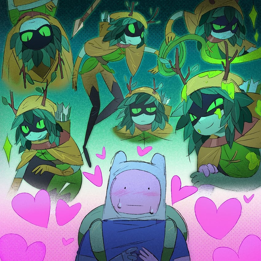 finn the human and huntress wizard (adventure time) drawn by tangchao47