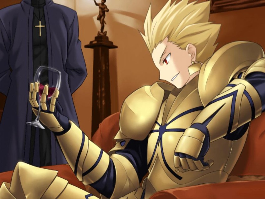 gilgamesh and kotomine kirei (fate and 2 more) drawn by higurashi_ryuuji