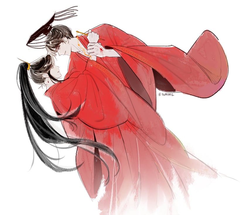 chu wanning, mo ran, and taxian-jun (erha he ta de bai mao shizun) drawn by hum_(s2mhms2)