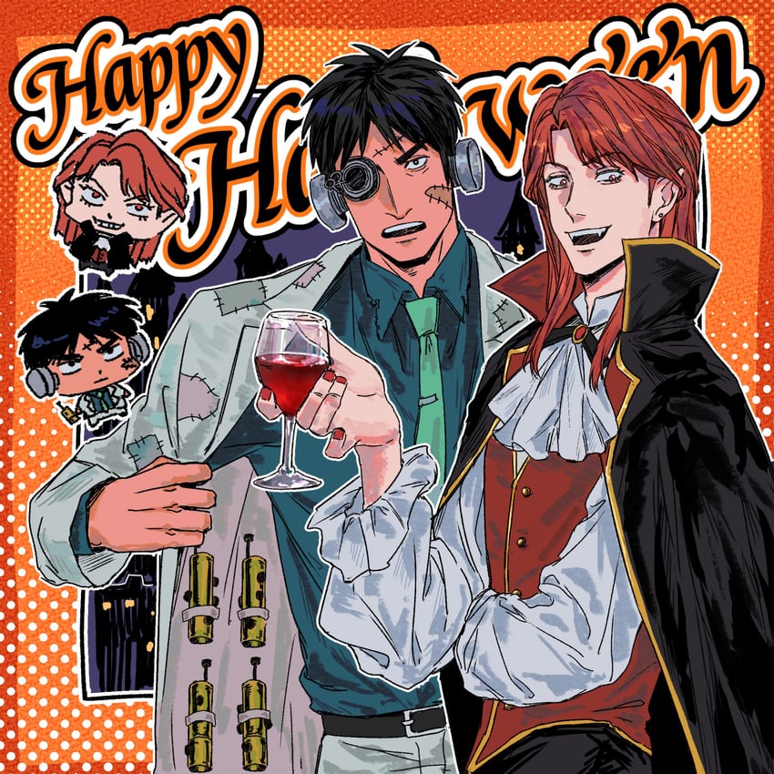 frankenstein's monster, ichijou seiya, and murakami tamotsu (kaiji) drawn by u_niuniu