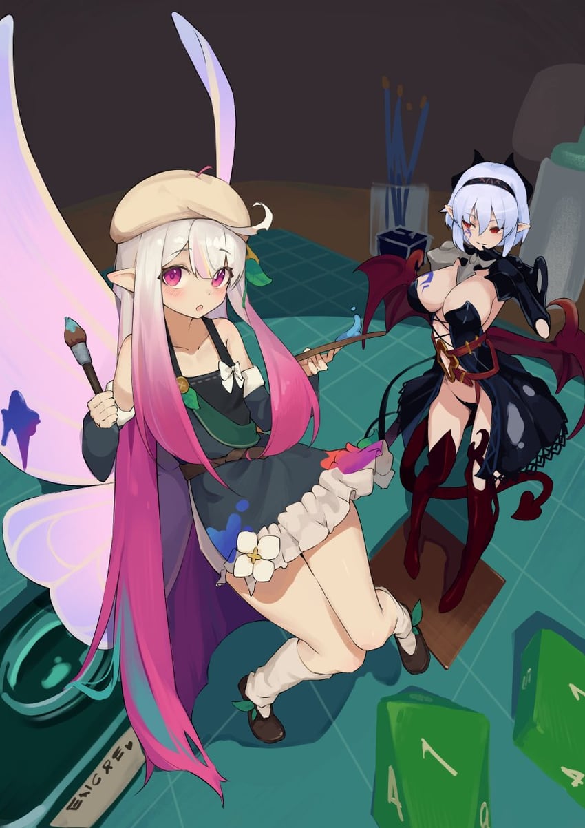 succubus, wilmarina noscrim, succubus wilmarina, and leanan sidhe (monster girl encyclopedia) drawn by bell_orgel