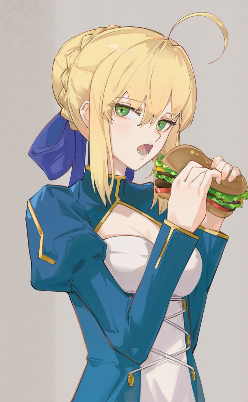 artoria pendragon and saber (fate and 1 more) drawn by caat106