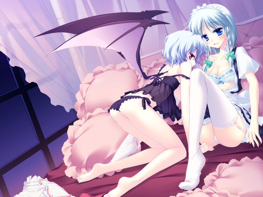 remilia scarlet and izayoi sakuya (touhou) drawn by motomiya_mitsuki