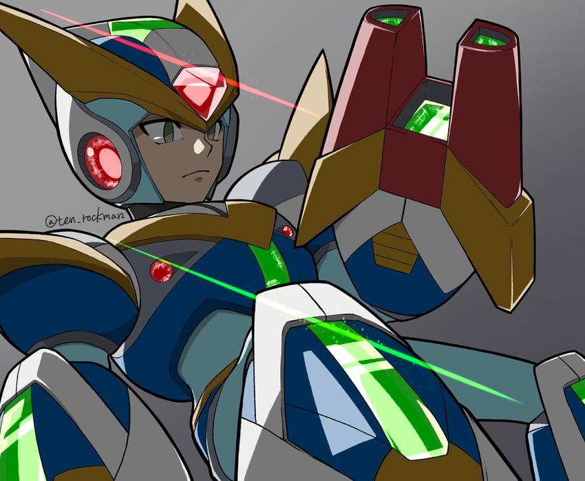 x and glide armor x (mega man and 2 more) drawn by ten_(ten_rockman)