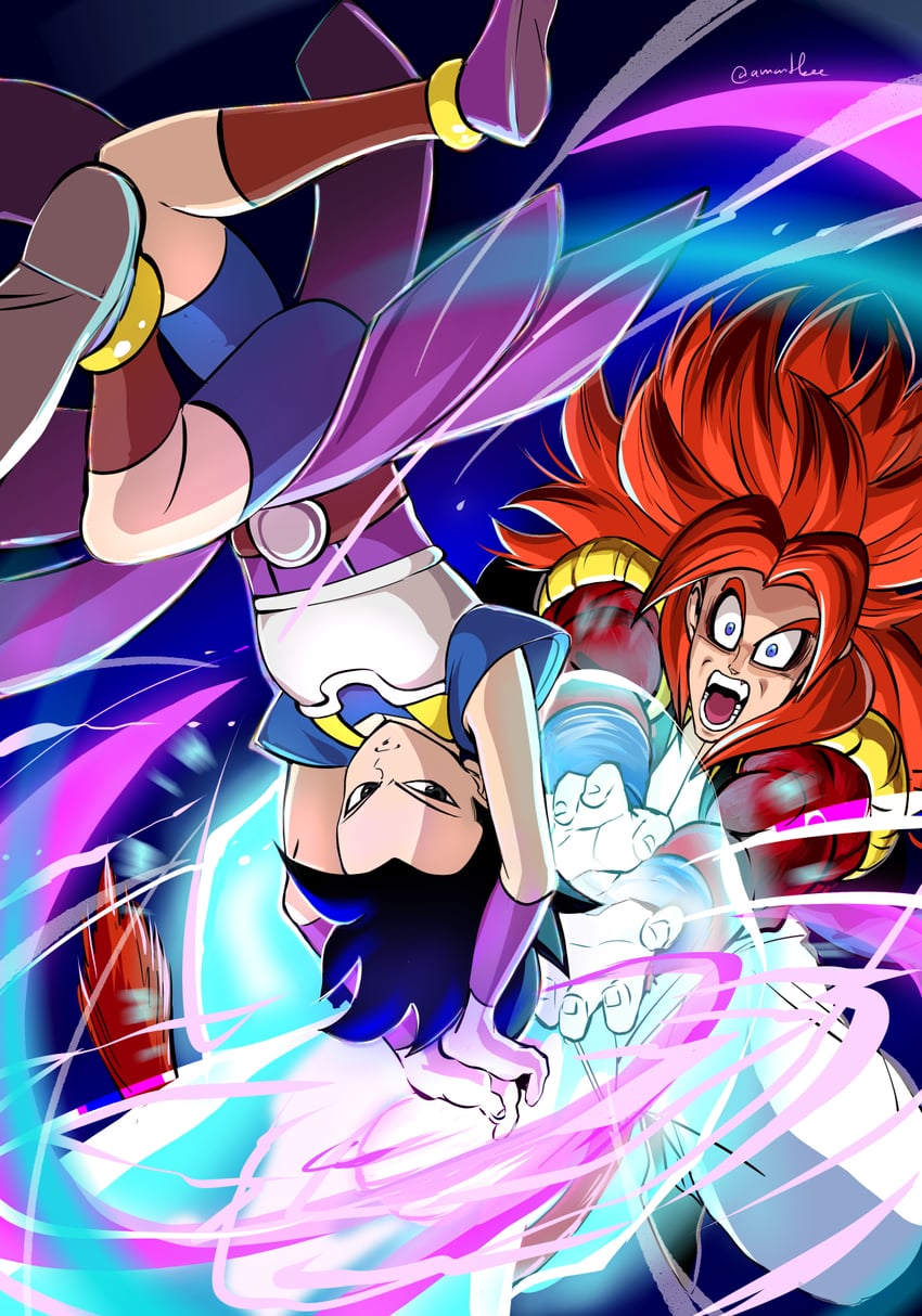 gogeta and cabba (dragon ball and 2 more) drawn by amartbee