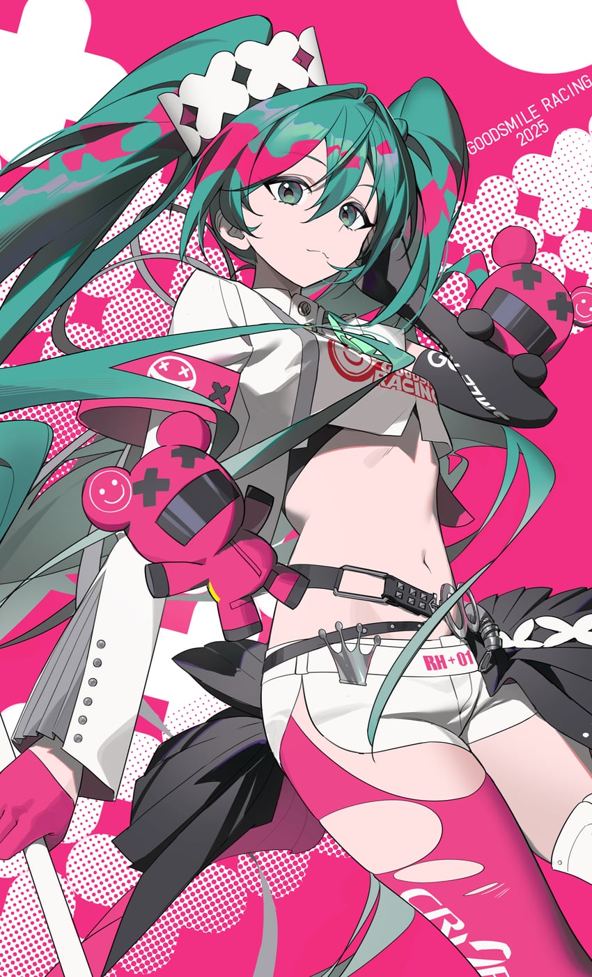 hatsune miku and racing miku (vocaloid and 1 more) drawn by airseal