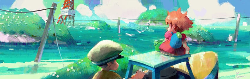 ponyo and sousuke (gake no ue no ponyo) drawn by aymeric_kevin