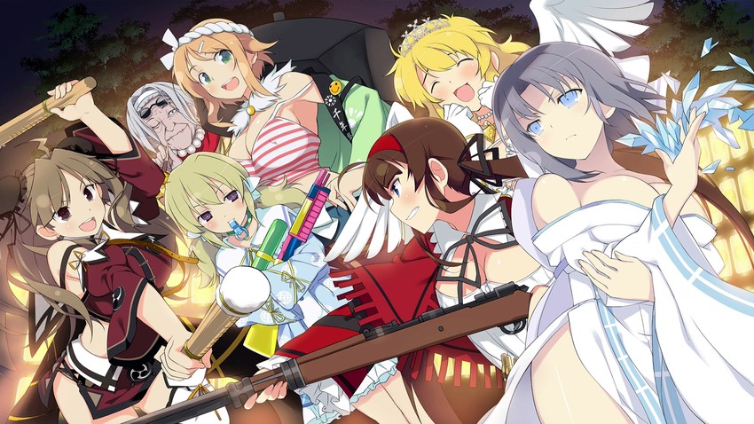 yumi, ryouna, ryoubi, kafuru, hanabi, and 1 more (senran kagura and 1 more) drawn by yaegashi_nan