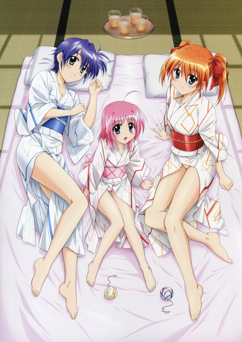 subaru nakajima, teana lanster, and caro ru lushe (lyrical nanoha and 1 more) drawn by okuda_yasuhiro
