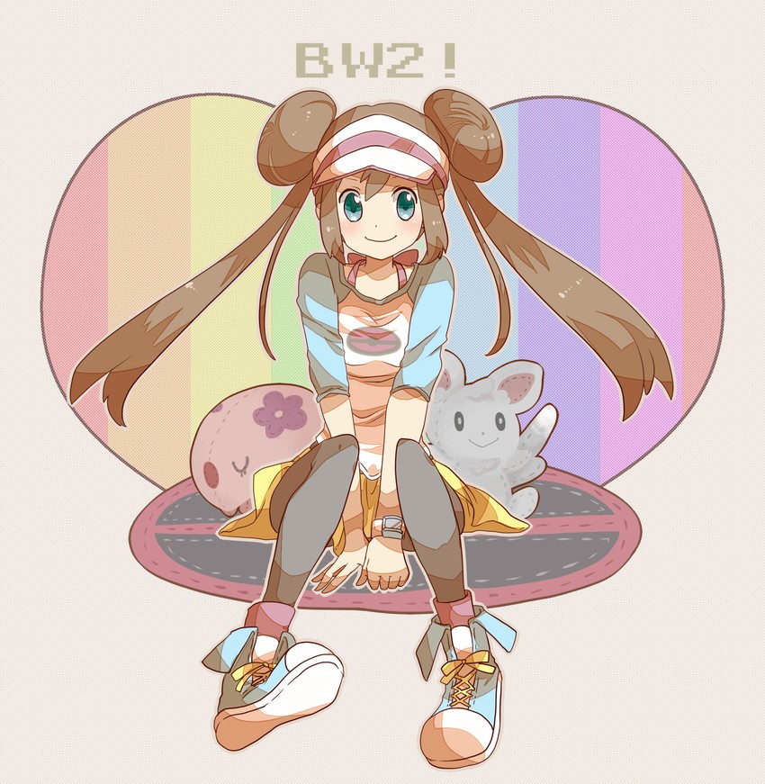 rosa, minccino, and munna (pokemon and 1 more) drawn by nago_celica