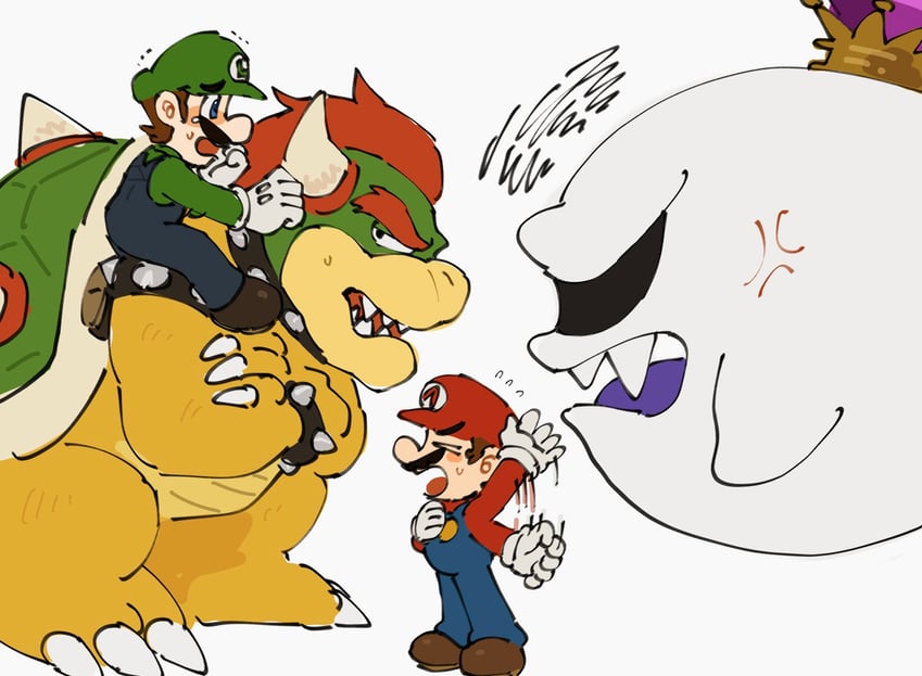 mario, luigi, bowser, and king boo (mario and 1 more) drawn by mimimi_(mimimim9999)