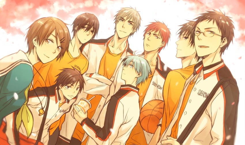 kuroko tetsuya, kagami taiga, aida riko, kiyoshi teppei, hyuuga junpei, and 3 more (kuroko no basuke) drawn by sleepy69