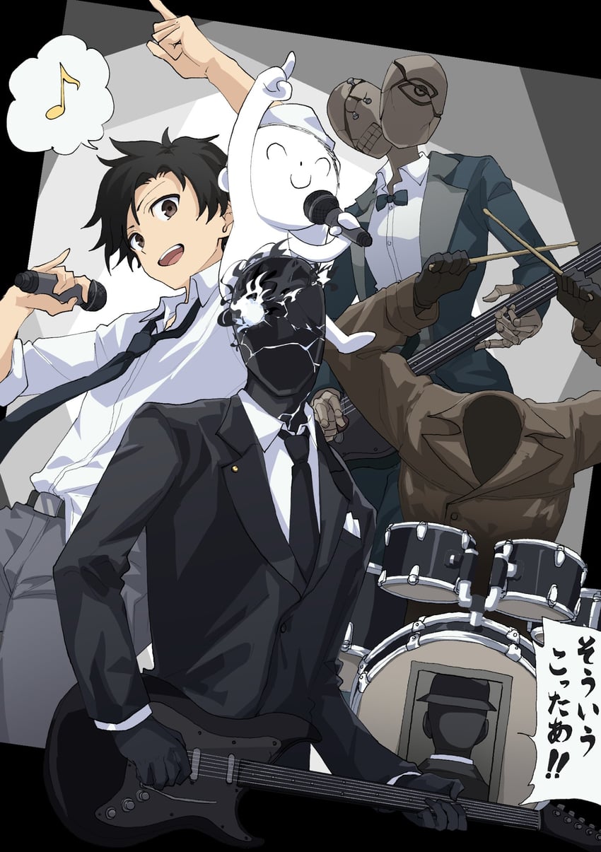 sensei, doodle sensei, black suit, maestro, and golconda & decalcomania (blue archive and 1 more) drawn by momomatang