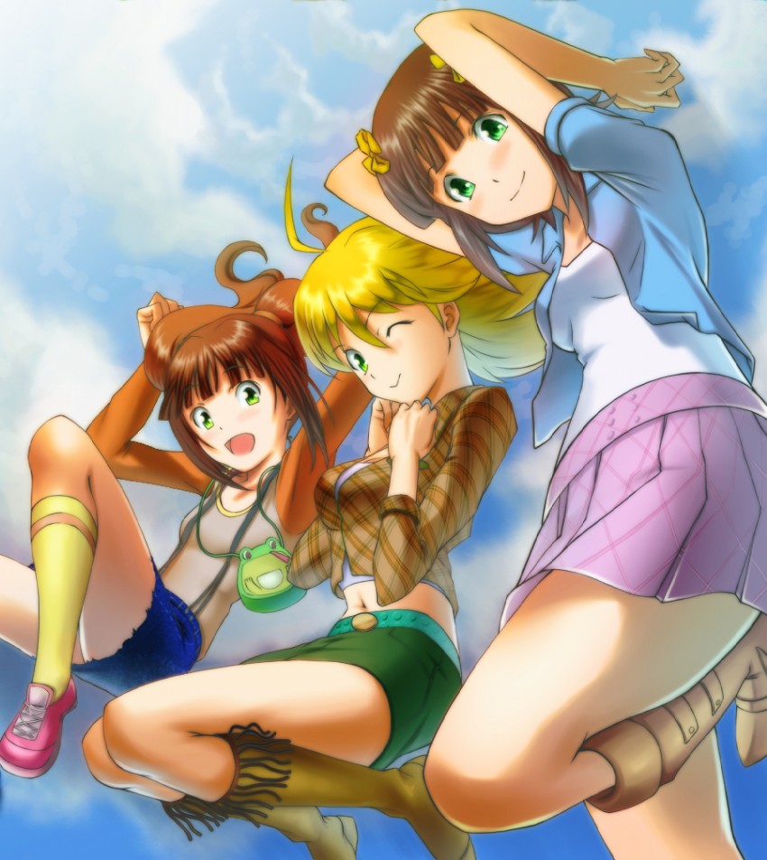 hoshii miki, amami haruka, and takatsuki yayoi (idolmaster) drawn by emanon123