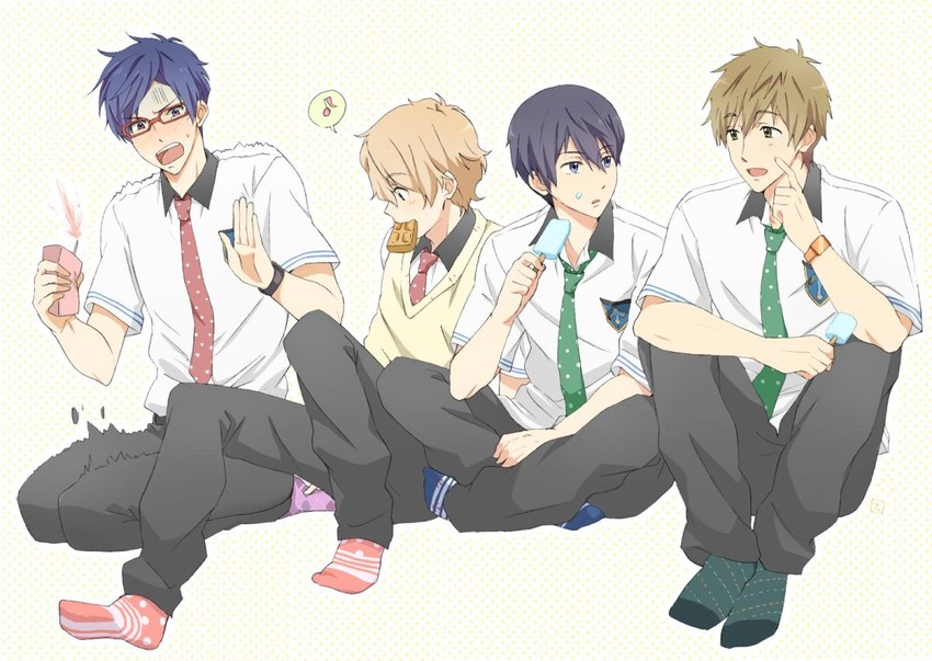 tachibana makoto, nanase haruka, hazuki nagisa, and ryuugazaki rei (free!) drawn by chabu_(zakuroni)