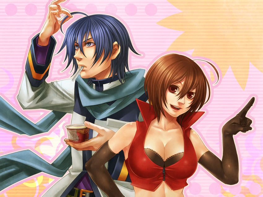 kaito and meiko (vocaloid) drawn by ujuju