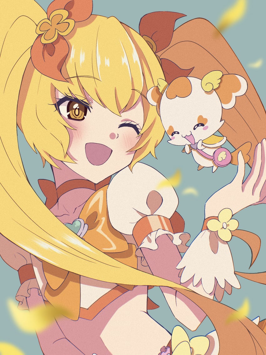 myoudouin itsuki, cure sunshine, and potpourri (precure and 1 more) drawn by shigen_pr