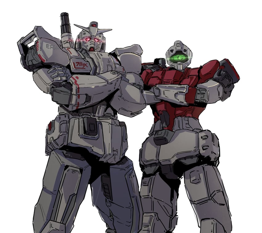 gundam ex and gm command (gundam and 1 more) drawn by san-ban_senji_cha_gubigubi