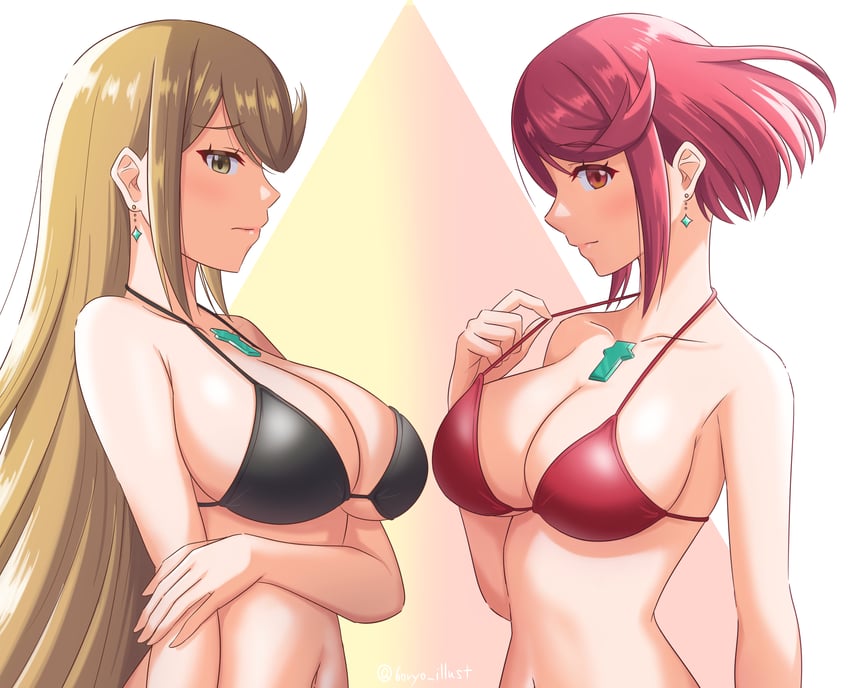 pyra and mythra (xenoblade chronicles and 1 more) drawn by ryochan96154