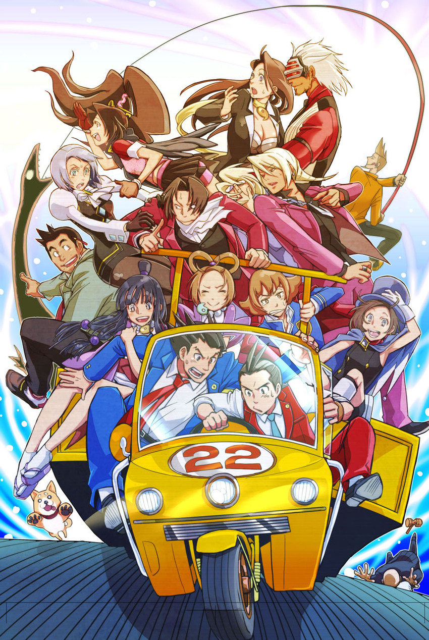 phoenix wright, miles edgeworth, maya fey, apollo justice, franziska von karma, and 12 more (ace attorney and 4 more) drawn by mov