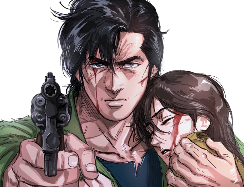 saeba ryou and makimura kaori (city hunter) drawn by tobo_katsuo